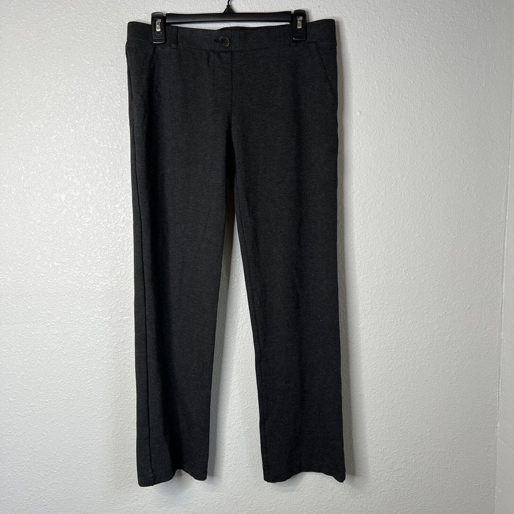 Betabrand Classic Dress Pants Women's Large Petite Gray Stretch Yoga Pull On